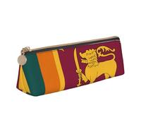 WenDang Borsa portaoggetti in pelle con bandiera dello Sri Lanka triangolare e cancelleria per le vacanze sono elementi essenziali da viaggio, bianco, Taglia unica, Astuccio per trucchi