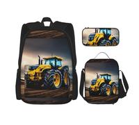 WenDang Company Farm Tractor - Borsa a tracolla doppia con borsa per il pranzo e astuccio, adatta per lo shopping, sport all'aria aperta