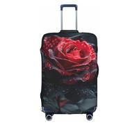 WenDang Copertura elastica per valigia, con stampa a rose rosse e nere, per migliorare la protezione, adatta per viaggiatori unisex, bianco, S