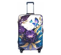 WenDang Copertura elastica per valigia, con stampa di farfalle, colore viola, per migliorare la protezione, adatta per viaggiatori unisex, bianco, XL