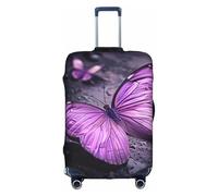 WenDang Copertura elastica per valigia, con stampa di farfalle, colore viola, per migliorare la protezione, adatta per viaggiatori unisex, bianco, L