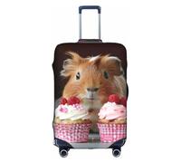 WenDang Copertura elastica per valigia, con stampa di porcellini d'India e cupcake, per migliorare la protezione, adatta per viaggiatori unisex, bianco, L