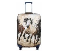 WenDang Copertura elastica per valigie con stampa artistica di cavalli che corrono, per migliorare la protezione, adatta per viaggiatori unisex, bianco, L