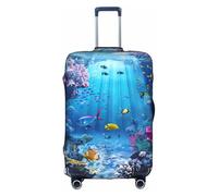 WenDang Copertura elastica per valigie con stampa colorata a tema oceano, per migliorare la protezione, adatta per viaggiatori unisex, bianco, L