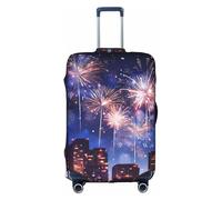 WenDang Copertura elastica per valigie con stampa di fuochi d'artificio, per migliorare la protezione, adatta per viaggiatori unisex, bianco, L