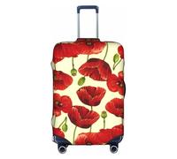 WenDang Copertura elastica per valigie con stampa di papaveri rossi, per migliorare la protezione, adatta per viaggiatori unisex, bianco, L