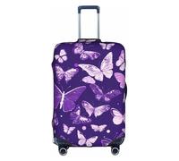 WenDang Copertura elastica per valigie con stampa floreale e farfalle, colore viola, per migliorare la protezione, adatta per viaggiatori unisex, bianco, XL