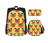 WenDang Divertente borsa a tracolla doppia francese con anguria e borsa per il pranzo e astuccio, adatta per lo shopping, sport all'aria aperta