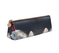 WenDang Faro in tempesta triangolo borsa di cancelleria in pelle e cancelleria per le vacanze sono elementi essenziali da viaggio, bianco, Taglia unica, Astuccio per trucchi