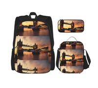 WenDang I Love London - Set di borse a tracolla con borsa per il pranzo e astuccio, adatta per lo shopping, sport all'aria aperta