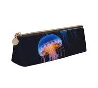 WenDang La borsa per cancelleria in pelle a triangolo con meduse oceaniche e la custodia per cancelleria per le vacanze sono elementi essenziali da viaggio, bianco, Taglia unica, Astuccio per trucchi