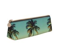 WenDang La borsa per cancelleria in pelle a triangolo con palme e la cancelleria per le vacanze sono elementi essenziali da viaggio, bianco, Taglia unica, Astuccio per trucchi