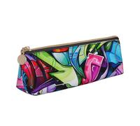 WenDang La borsa portaoggetti in pelle a triangolo con disegno graffiti e cancelleria per le vacanze sono elementi essenziali da viaggio, bianco, Taglia unica, Astuccio per trucchi