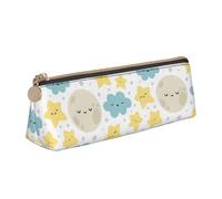 WenDang La borsa portaoggetti in pelle a triangolo con luna nuvola e stella e cancelleria per le vacanze sono elementi essenziali da viaggio, bianco, Taglia unica, Astuccio per trucchi