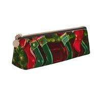 WenDang La borsa portaoggetti in pelle a triangolo Merry Christmas e la cancelleria per le vacanze sono elementi essenziali da viaggio, bianco, Taglia unica, Astuccio per trucchi
