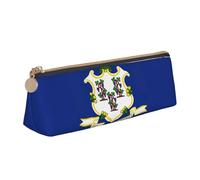 WenDang La borsa portaoggetti in pelle con bandiera del Connecticut e la cancelleria per le vacanze sono elementi essenziali da viaggio, bianco, Taglia unica, Astuccio per trucchi
