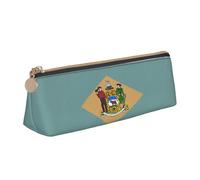 WenDang La borsa portaoggetti in pelle con bandiera del Delaware triangolare e la cancelleria per le vacanze sono elementi essenziali da viaggio, bianco, Taglia unica, Astuccio per trucchi