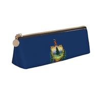 WenDang La borsa portaoggetti in pelle con bandiera del Vermont a triangolo e la cancelleria per le vacanze sono elementi essenziali da viaggio, bianco, Taglia unica, Astuccio per trucchi
