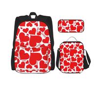 WenDang Love Heart - Set di borse a tracolla doppie, con borsa per il pranzo e astuccio, adatta per shopping, sport all'aria aperta