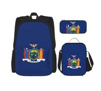 WenDang New York State Flag - Set di borsa a tracolla doppia con borsa per il pranzo e astuccio, adatta per lo shopping, sport all'aria aperta