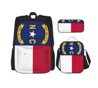 WenDang North Carolina State Flag - Set di borsa a tracolla doppia con borsa per il pranzo e astuccio, adatta per lo shopping, sport all'aria aperta
