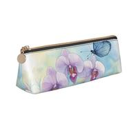 WenDang Orchidea Fiore Farfalla Morbido Primavera Primavera Triangolo Borsa di Cancelleria in Pelle e Casa Cancelleria Storage, bianco, Taglia unica, Astuccio per trucchi