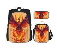WenDang Phoenix - Set di borse a tracolla doppie, con borsa per il pranzo e astuccio, adatta per shopping, sport all'aria aperta