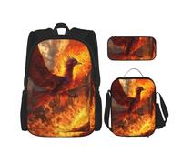 WenDang Phoenix - Set di borse a tracolla doppie, con borsa per il pranzo e astuccio, adatta per shopping, sport all'aria aperta