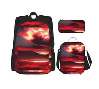 WenDang Red Sky at Night Starry - Borsa a tracolla doppia con borsa per il pranzo e astuccio, adatta per lo shopping, sport all'aria aperta