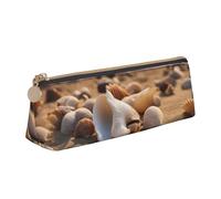 WenDang Seashell Landscape On The Beach Triangle Leather Stationery Storage Bag e Holiday Stationery Storage sono elementi essenziali da viaggio, bianco, Taglia unica, Astuccio per trucchi