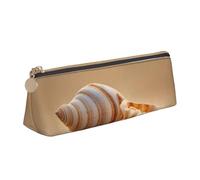 WenDang Seashell Landscape On The Beach Triangle Leather Stationery Storage Bag e Holiday Stationery Storage sono elementi essenziali da viaggio, bianco, Taglia unica, Astuccio per trucchi