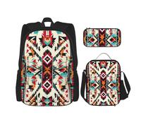WenDang Set con borsa a tracolla doppia con motivo nativo americano con borsa per il pranzo e astuccio, adatta per shopping, sport all'aria aperta