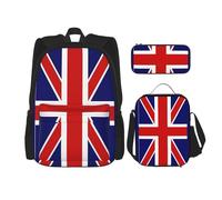 WenDang Set di borsa a tracolla doppia con bandiera inglese con borsa per il pranzo e astuccio, adatta per shopping, sport all'aria aperta