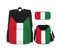 WenDang Set di borse a tracolla doppia con bandiera del Kuwait, borsa per il pranzo e astuccio, adatta per lo shopping, sport all'aria aperta
