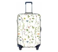 WenDang Stagione Acquerelli di Erbe Fiori Stampa Elastico Valigie Copertura Protettiva Coperture Bagagli, Migliora la Protezione, Adatto Viaggiatori Unisex, bianco, L