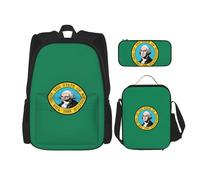 WenDang Washington Flag - Borsa a tracolla doppia con borsa per il pranzo e astuccio, adatta per lo shopping, sport all'aria aperta