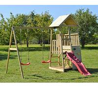 casetta torre in legno per bambini con scivolo , arrampicata e scaletta