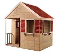 Wendi Toys M12 Summer Villa | Parco giochi per bambini Villa estiva in legno | Bambini Giardino Taglia L Casa con porta piena, finestra, tende, portico, scaffale giocattolo, persiane