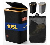 WendyNest Cesto Portabiancheria Slim 105L con Coperchio e Sacco Estraibile