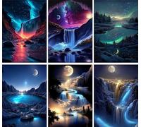 Wenfdrtr Set di 6 diamond painting per adulti, paesaggi con diamanti 5D, decorazione per la casa (30 x 40 cm)