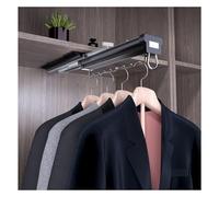 WENFEN Asta for armadio, barra for armadio a scomparsa, asta porta pantaloni push-pull, asta for armadio, porta abiti, asta for abiti con ammortizzatore, asta for abiti scorrevole(Black,356mm)