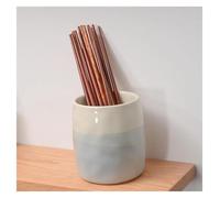 WENFEN Ceramic Utensil Holder, Countertop Organizer for Spoons, Chopsticks, Or Flowers, Farmhouse Style, Non-Slip Base, 5.7" H(S)