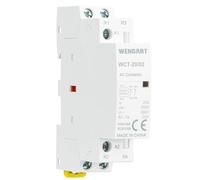 Wengart Contattore Modulare 2 Poli NC 20A, Bobina AC 24V, Teleruttore di Sicurezza per Sgancio Carichi e Automazione Domotica, Design Ultra-Compatto 18mm (1 Modulo), Bianco, WCT-20