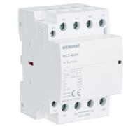 Wengart Contattore Modulare 4 Poli NC 40A, Bobina AC 24V, Teleruttore di Sicurezza Tetrapolare per Sgancio Carichi e Automazione, Montaggio su Guida DIN 54mm (3 Moduli), WCT-40