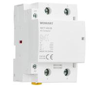 Wengart Contattore Modulare 80A 2 Poli (2NO - Normalmente Aperti), Bobina AC 230V, Teleruttore di Potenza 54mm (3 Moduli DIN) per Wallbox EV, Pompe di Calore e Carichi Industriali, WCT-80