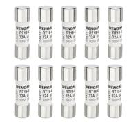 Wengart Fusibili a cilindro AC RT18-63 (RO16), 10 pezzi, AC500V 32A, 14 x 51mm 100 kA, adatti per elettrodomestici, impianti industriali, edifici