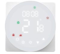 Wengart Termostato per riscaldamento a pavimento WG908, pulsante touch AC230V 5A, programmazione settimanale, display rotondo a colori, adatto per impianti di riscaldamento dell'acqua, bianco