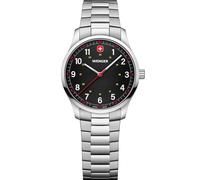WENGER Orologio da polso da donna City Ø 34 mm, Swiss Made, analogico al quarzo, impermeabile, cinturino in acciaio inox, nero/argento, Bracciale