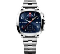 WENGER Cronografo sportivo vintage da uomo (40 mm) quadrante blu/bracciale in acciaio inossidabile 01.1933.111