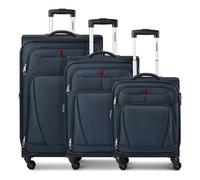 Wenger Beaumont 4 ruote Set di valigie 3 pezzi con piega di espansione blu